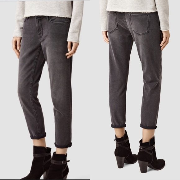 All Saints Denim - All Saints Fay Cropped Dark Gray Jeans